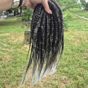 Gray to Blond Ombre Dreadlocks Extension, Grey & White Handmade DE or SE Braids, Dark to Bkond Hair Extensions, Silver Braids with Free Ends