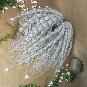 Ice Blond Handmade Synthetic Volume Curls, DE or SE Hair extension, Cold Blond Wavy Hairs, Double ended Curly Dreadlocks, Blond Volume Curls