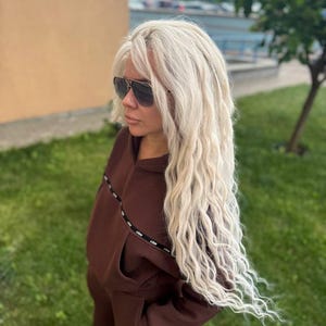 Ash Blond Synthetic Double ended Curly Dreadlock Extensions, Blonde Wavy Curls, DE or SE Ash Blonde Hairs Extension, Little braids for Fix