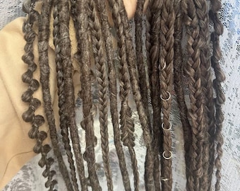 Viking Style Handmade Brown Long Dreadlock Ponytail, Brown Braids Elastic HairBand