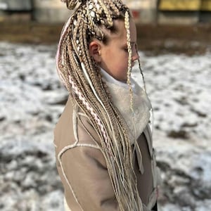 Wheat Blonde Handmade Synthetic Braids with Pink & White Dreads, Natural Double ended Dreadlocks Extension, DE or SE Mixed Blonde Hairs