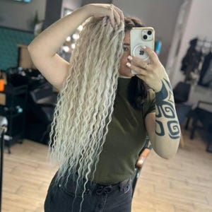 Ash Blond Synthetic Double ended Volume Curly Dreadlocks, Blonde Wavy Dreadlock Extensions, DE or SE Blonde Hair Extension, Long Blond Curls