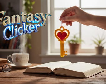 Fantasy Key Clicker Fidget Toy | Keychain Clicker Stress Relief | 3D Printed Mechanical Fidget | Pocket Toy for Anxiety, Focus & ADHD