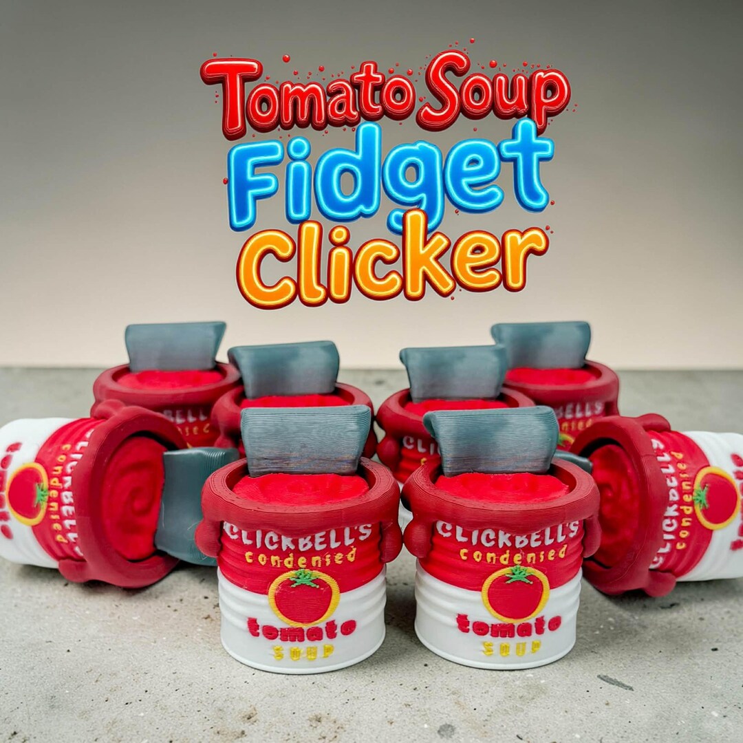 Click Machine Soup Tomato Soup Clicker Fidget Keychain, 3D Printed Soup Can Toy With ...