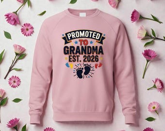 Promu grand-mère et grand-père Est. Chemise, sweat-shirt ou sweat à capuche 2026 | Faire-part de grossesse personnalisé | Cadeau grand-mère grand-père