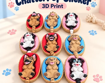 Dog Fidget Clicker Desk Toy, 3D Printed Puppy in Bed, Border Collie, Golden Retriever, German Shepherd, Dog Lover Gift, Made in USA