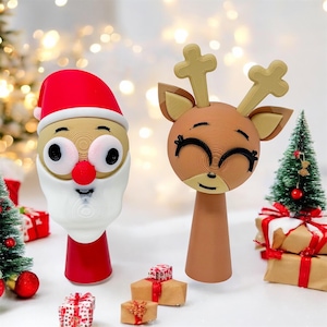 Juguetes Sprunki impresos en 3D: regalos divertidos y únicos para gamers, niños, cumpleaños y ocasiones especiales / Figuras Incredibox, coleccionables / Adorno para pasteles Santa and Reindeer