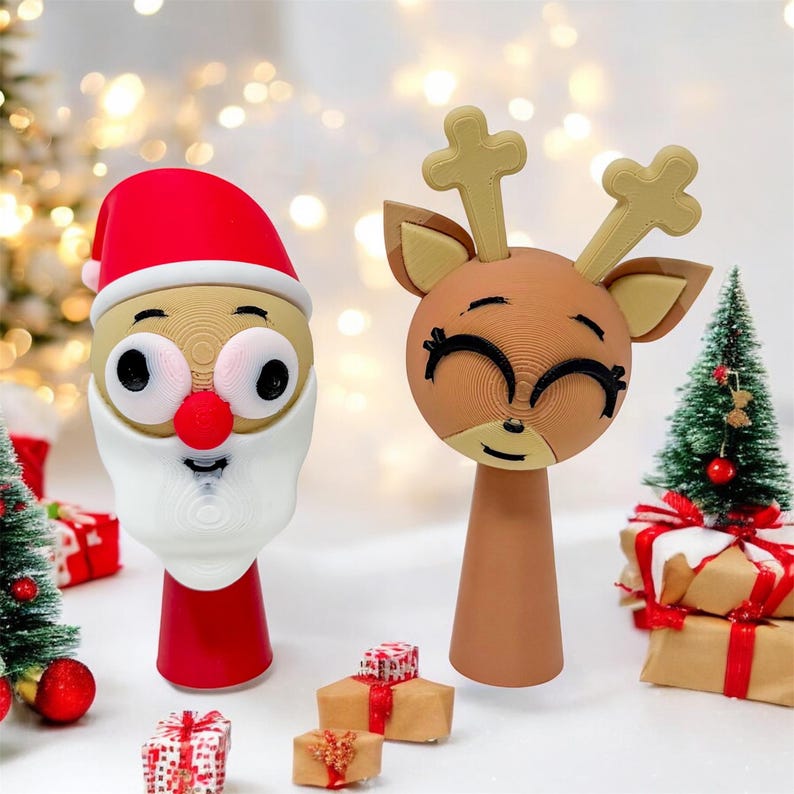 Juguetes Sprunki impresos en 3D: regalos divertidos y únicos para gamers, niños, cumpleaños y ocasiones especiales / Figuras Incredibox, coleccionables / Adorno para pasteles Santa and Reindeer