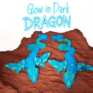 Flying Serpent Dragon 3D Printed Articulated Fidget Toy | Glows in the Dark, Intricately Designed Flexible Dragon with Unique Serpent Charm