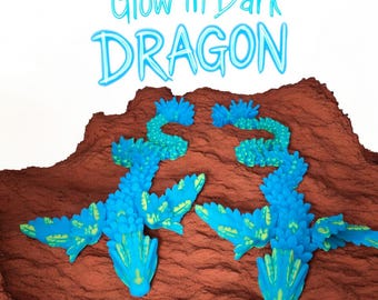 Flying Serpent Dragon 3D Printed Articulated Fidget Toy | Glows in the Dark, Intricately Designed Flexible Dragon with Unique Serpent Charm