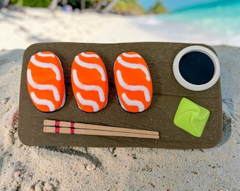 Salmon Nigiri Clicker Fidget Toy | Mechanical Keyboard Switch | Sushi Desk Accessory | Stress Relief| Miniature Food Art | ASMR Clicky Toy