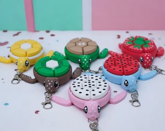 Porte-clés Fidget Fruit Turtle avec clicker - Jouet Fidget imprimé en 3D pour soulager le stress et s'amuser à tout âge ! - NOUVELLE VERSION