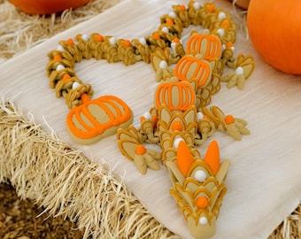 Pumpkin Spice Cookie Dragon – 3D Printed Articulated Fidget Toy Adorable, Flexibl | A Unique and Thoughtful Gift for Any Occasion