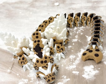 Dragon Cookie aux pépites de chocolat - Jouet articulé imprimé en 3D Adorable, flexible avec le cookie | Cadeau unique et attentionné pour toute occasion