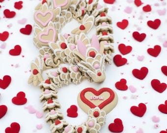 Heart Cookie Dragon Customizable – 3D Printed Articulated Fidget Toy | Adorable, Flexible Design with Personalized Name & Heart Cookie Gift