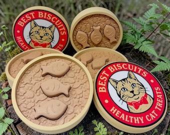 Cat Treat Fidget Clicker - Best Biscuits - 3D Printed Fish Stress Toy - Cute Kitty Lover Gift - ASMR Desk Toy - Cat Mom Cat Dad Gift