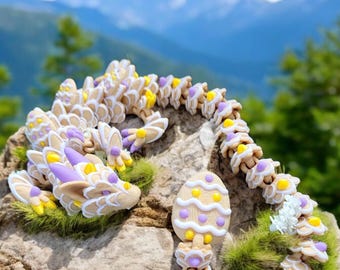 Easter Egg Cookie Dragon  – 3D Printed Articulated Fidget Toy | Adorable, Flexible Design with Egg Shaped Cookie l | A Unique and Thoughtful