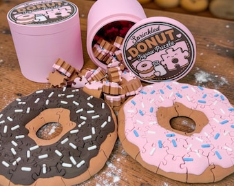 Puzzle Donut Saupoudrer imprimé en 3D - Cadeau pour amateur de cookies aux pépites de chocolat - Jouet de bureau amusant - Décoration d'intérieur unique - Casse-tête Fidget