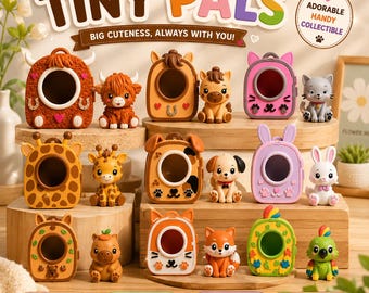 Pocket Pals 3D Printed Animal Holder | Cute Mini Backpack Collectibles | Kawaii Desk Decor | Gift for  Animal Lovers | Handmade Fidget Toy