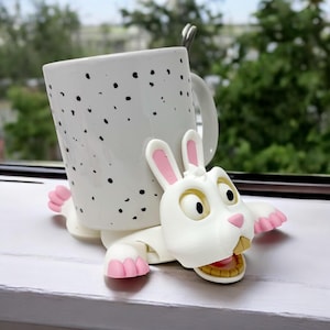 Bunny Coaster 3D Printed  | Adorable Cup Holder with Moving Head & Feet | Fun Drink Coaster | Unique Turtle Lover  | Articulated | Rabbit