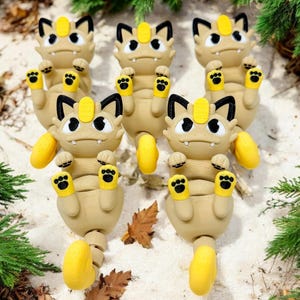 Meowth|  Espeon | Leafeon | Umbreon Flexi Keychain – 3D Printed Pokemon-Inspired Accessory | Cute, Articulated, Durable Key Ring Charm |