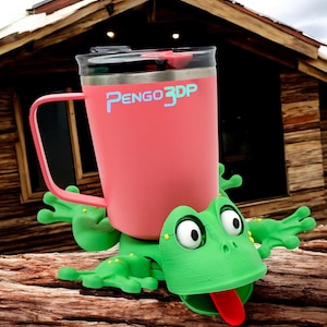 Frog Coaster 3D Printed  | Adorable Cup Holder with Moving Head & Feet | Fun Drink Coaster | Unique Turtle Lover  | Articulated | Squirtle
