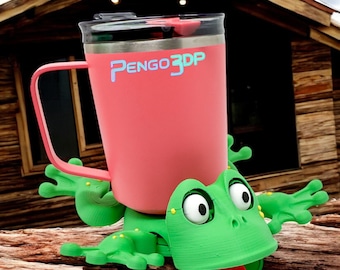 Dessous de verre grenouille imprimé en 3D | Adorable porte-gobelet avec tête et pieds mobiles | Dessous de verre amusants | Amoureux des tortues uniques | Articulé | Carapuce