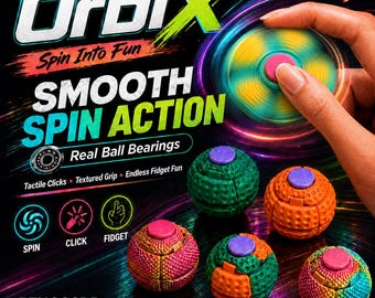 OrbiX Spinning Clicker Fidget Toy | 3D Printed Ball Bearing Spinner for ADHD Anxiety Stress Relief | Desk Sensory Toy Kids & Adults