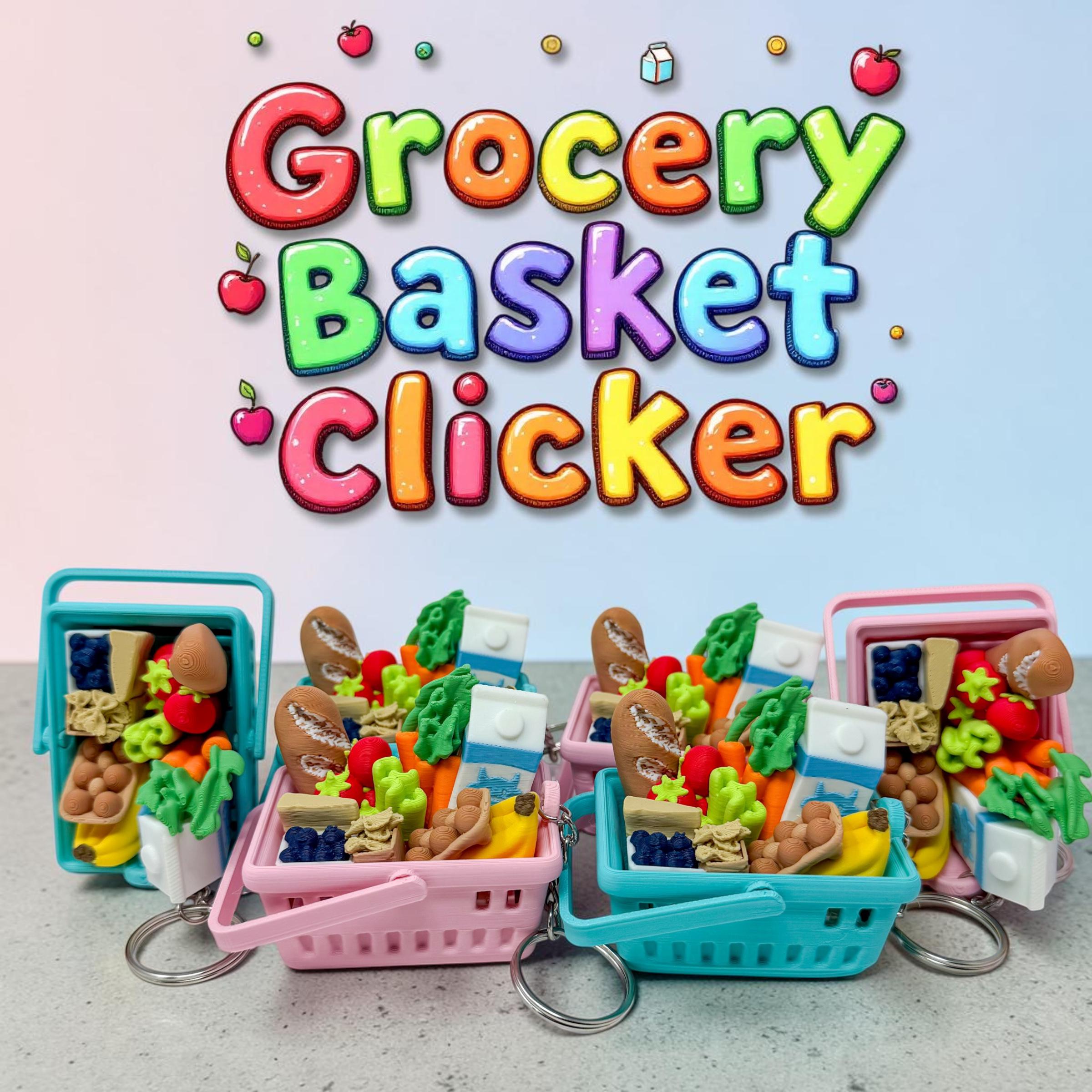 Mini Grocery Basket Clicker Keychain | 3D Printed Fidget Toy