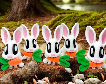 Bunny & Carrot 3D Printed Magnet | Cute and Functional Fridge Buddy | Adorable Bunny Hugging a Carrot – Perfect Gift or Decor!