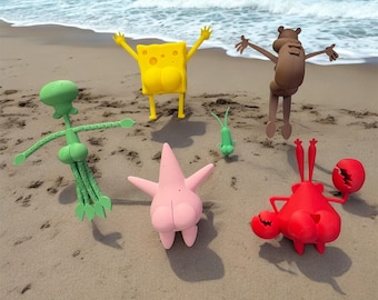 Aimants drôles de bout d'éponge de mer | Décoration pour réfrigérateur imprimée en 3D Kawaii | Joli cadeau pour tous pour la salle de bain et la cuisine
