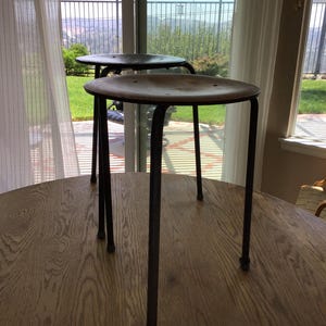 Vintage Arne Jacobsen teak stacking stool set of two
