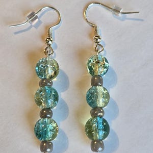 Dangle Earrings Glass beads sliver plated