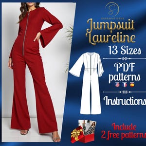 PDF digital sewing pattern for the Laureline Jumpsuit | Wide Jumpsuit pattern | overalls pattern | jumpsuit pdf pattern | Comfy jumpsuit pdf