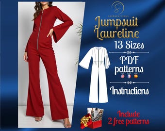PDF digital sewing pattern for the Laureline Jumpsuit | Wide Jumpsuit pattern | overalls pattern | jumpsuit pdf pattern | Comfy jumpsuit pdf