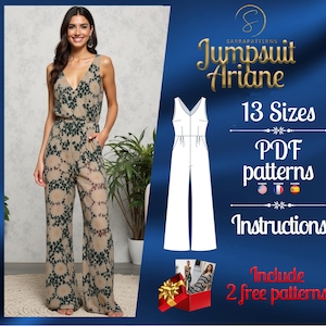 PDF digital sewing pattern for Ariane Jumpsuit | Palazzo Jumpsuit pattern | overalls pattern | jumpsuit pdf pattern | loose jumpsuit pattern