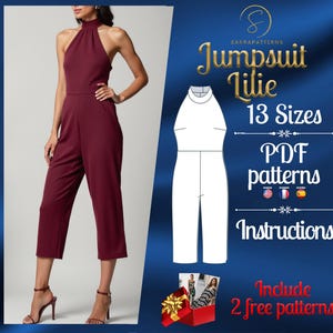 PDF digitales Schnittmuster für den Jumpsuit Lilie | Gerader Overall Schnitt | Latzhose Schnittmuster | Overall PDF Nähanleitung | Gemütlicher Overall pdf