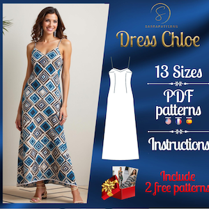 PDF digital sewing pattern Chloe Ankle dress | Gathered dress pattern | Gown Sewing Pattern | Ankle dress pattern | Indie Sewing pattern