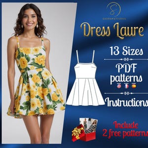 PDF digital sewing pattern  Laure micro dress | Full circle dress pattern | Mini dress pattern | Cottagecore pattern | easy dress pattern