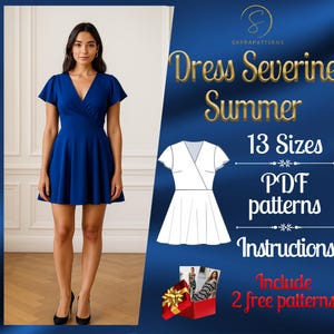 PDF digital sewing pattern for Summer dress | Circle dress pattern | Flared Dress Pattern | easy dress pattern | Mini Dress pattern