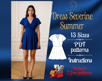 Patrón de costura digital en PDF para vestido de verano / Patrón de vestido circular / Patrón de vestido acampanado / Patrón de vestido fácil / Patrón de minivestido