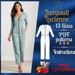 PDF digital sewing pattern for Lucienne Jumpsuit | Straight Jumpsuit pattern | overalls pattern | jumpsuit pdf pattern | Comfy jumpsuit pdf