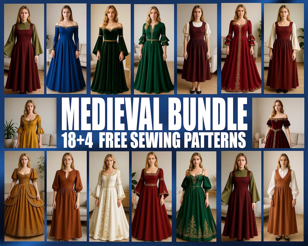 Medieval 22 Patterns Bundle | PDF Digital Sewing Pattern | Medieval ...