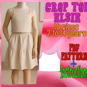 PDF digital sewing pattern for Elsie top | Kid crop top Pattern | Pattern for Kids | Girl top pattern | Girl Pattern | kid outfits patterns