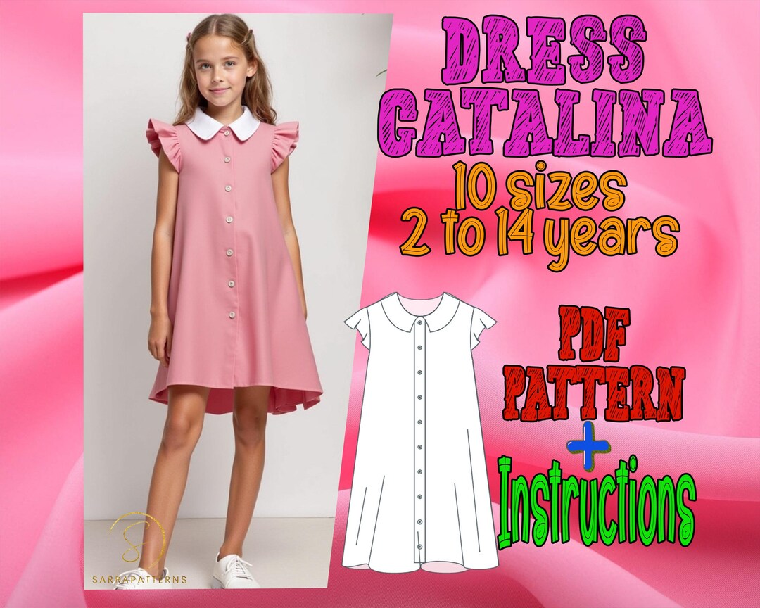 PDF Digital Sewing Pattern for Catalina Dress Kids Dress Pattern