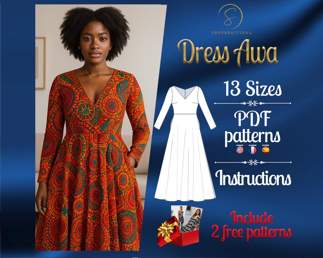 PDF Digital Sewing Pattern for Awa Dress | Circle Dress Pattern | Ankle ...