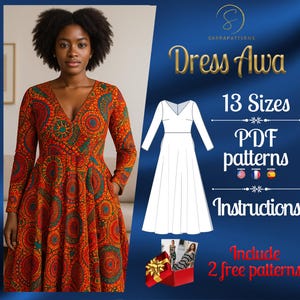 PDF digital sewing pattern for Awa dress | Circle dress pattern | Ankle dress pattern | African Print Dress | Africa dress pattern