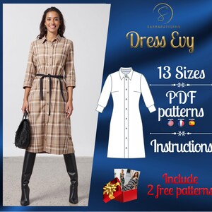 PDF digital sewing pattern for the Evy Knees dress | A-line dress pattern | formal dress pattern  | Mini dress pattern | sexy dress pattern