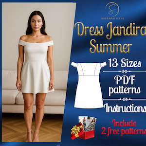 PDF digital sewing pattern for Jandira Summer dress | A-Line dress pattern | Mini Dress Pattern | Easy Dress Pattern | wedding Dress pattern