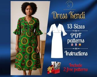 PDF digital sewing pattern for Kendi dress | A-line dress pattern | Midi dress pattern | African Print Dress | Africa dress pattern